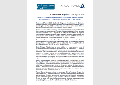   La CRESS Provence-Alpes-Côte d’Azur réalise le premier closing du fonds InvESS’t PACA en partenariat avec A Plus Finance  Alias 